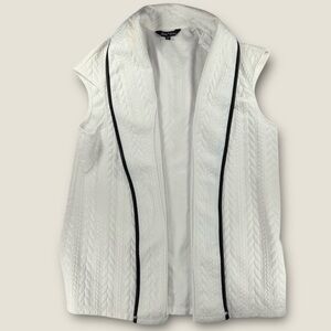 Slinky Brand White Quilted Vest with black trim size large decent condition